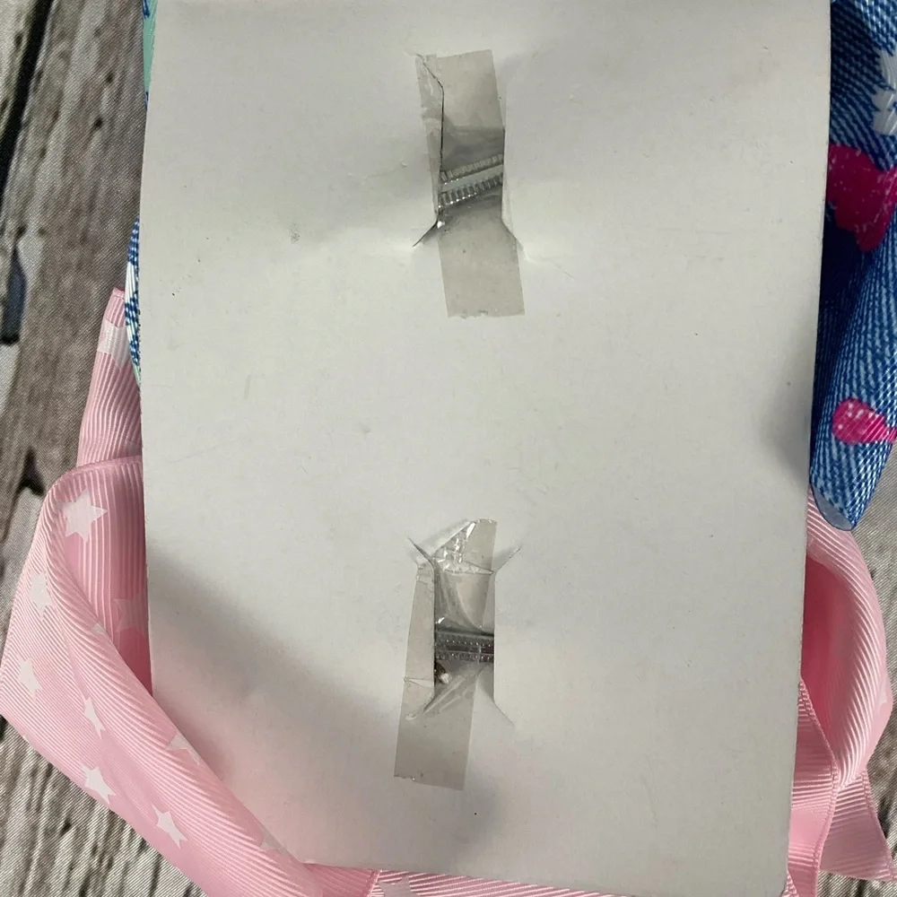 Maddie & Sophie XL Hairbows XLarge Paint Spatter Denim Look Cheer Bows Dazzles - Picture 4 of 4